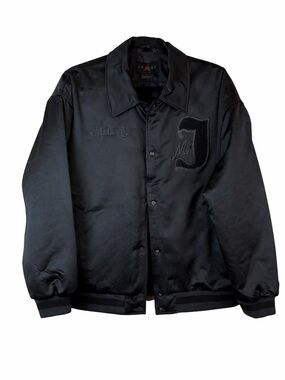 Air Jordan Women’s Satin Varsity Bomber Jacket – Black (Medium)